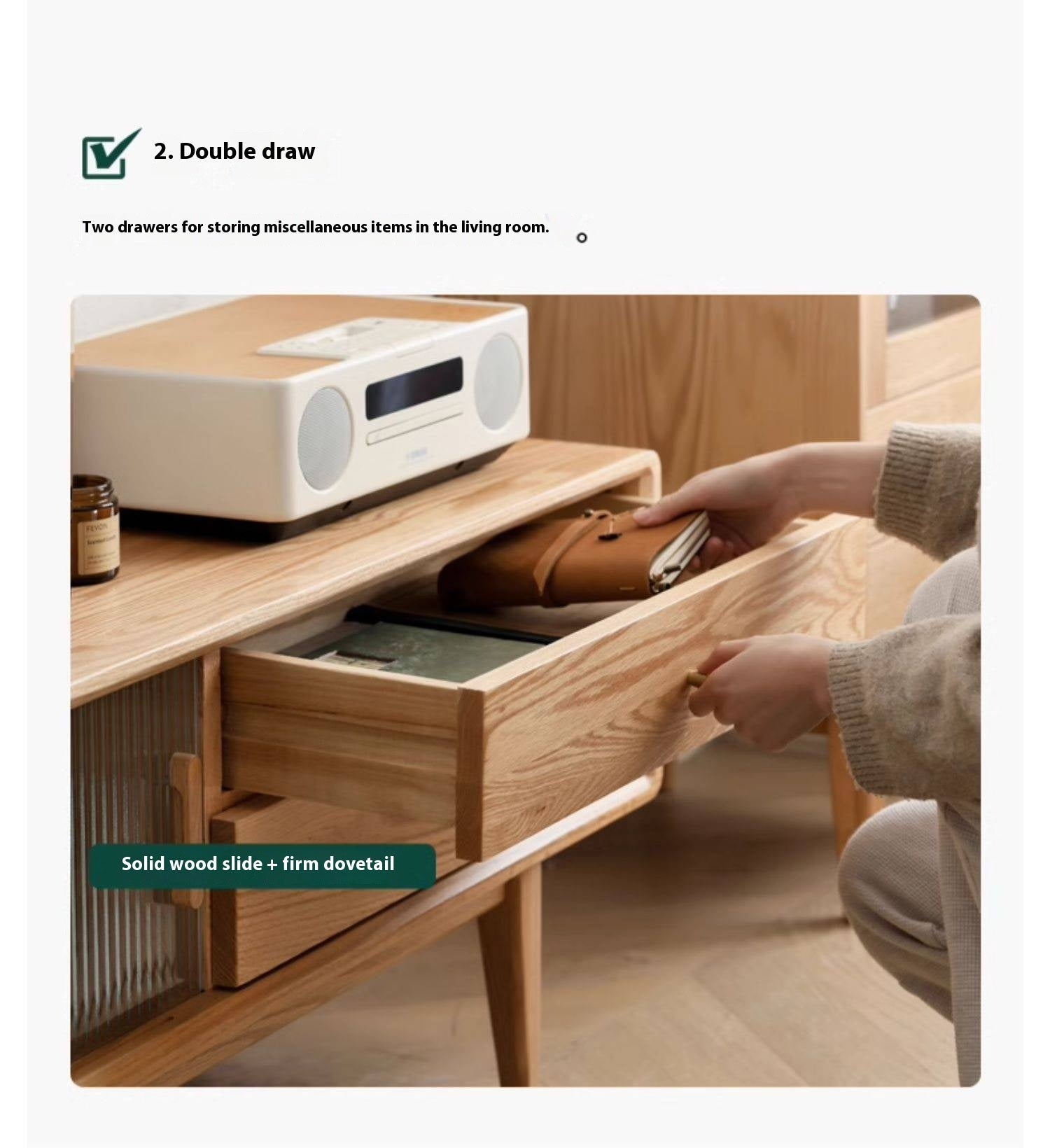 Oak Solid Wood Modern TV Cabinet