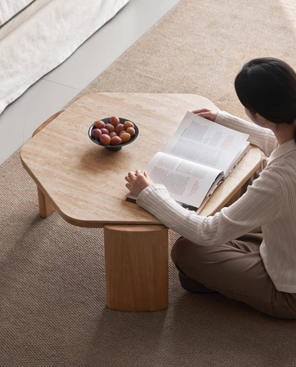 Ash Solid Wood Wabi-Sabi Style Coffee Table