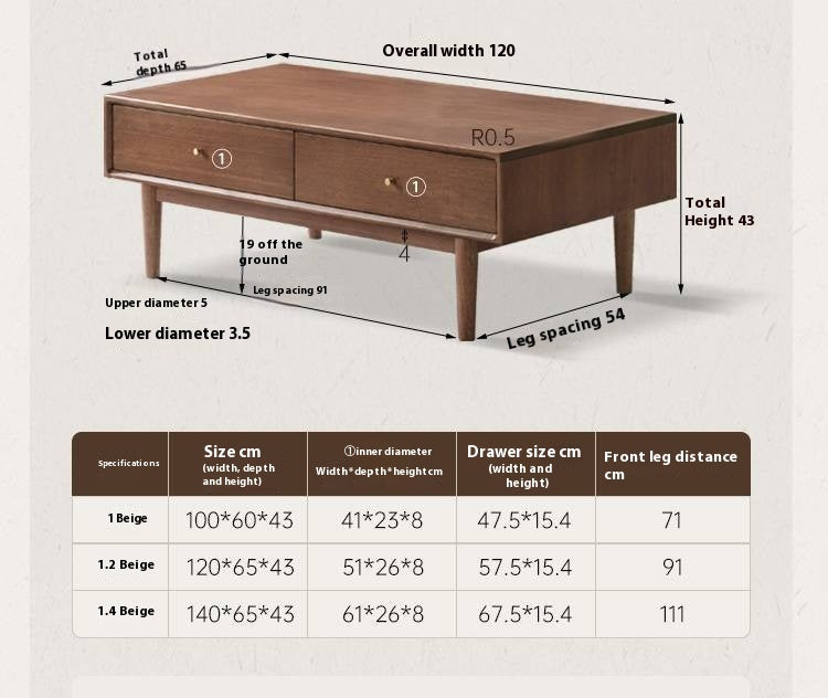 Black Walnut Solid Wood Coffee Table