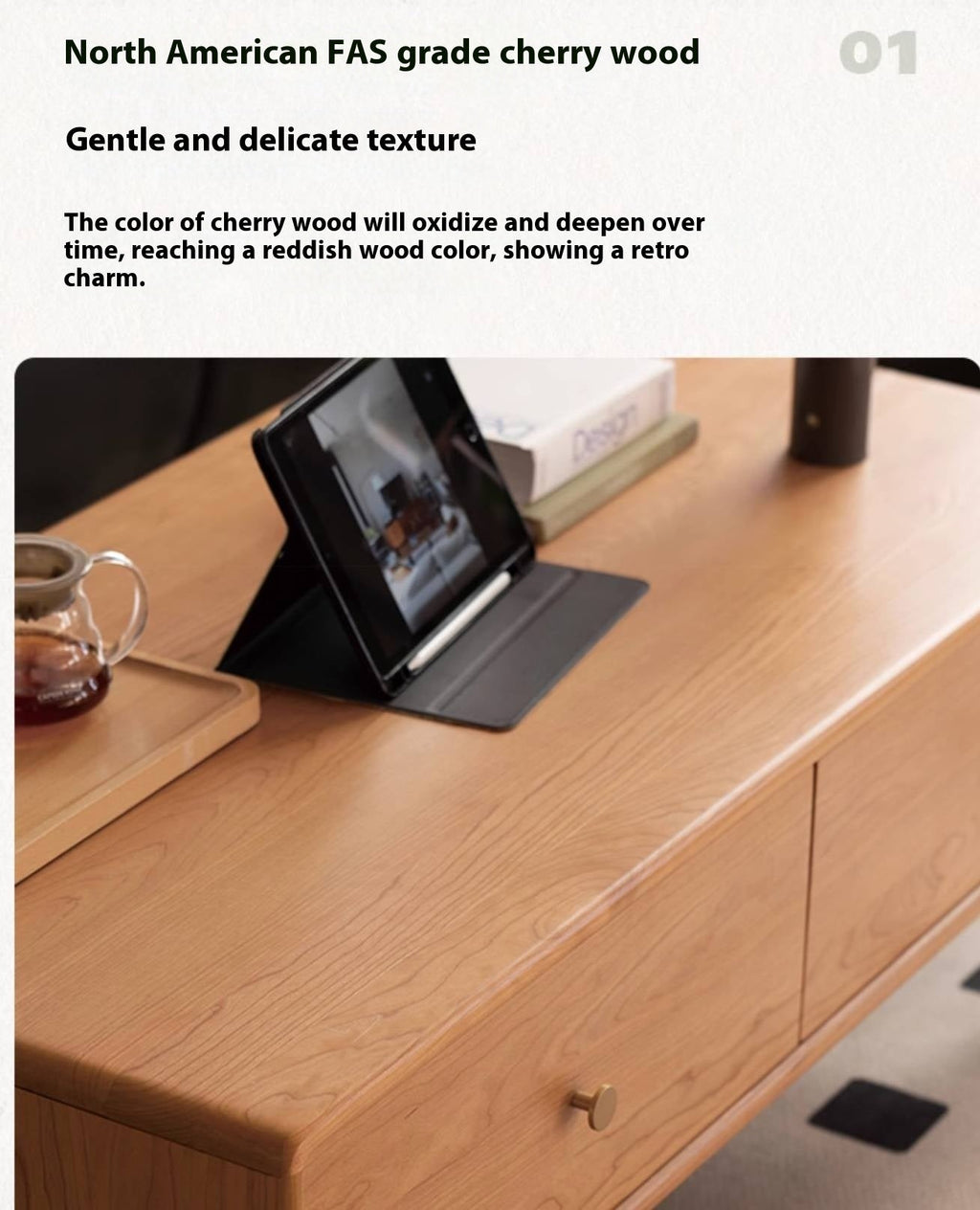 Cherry Solid Wood Medieval Style Coffee Table