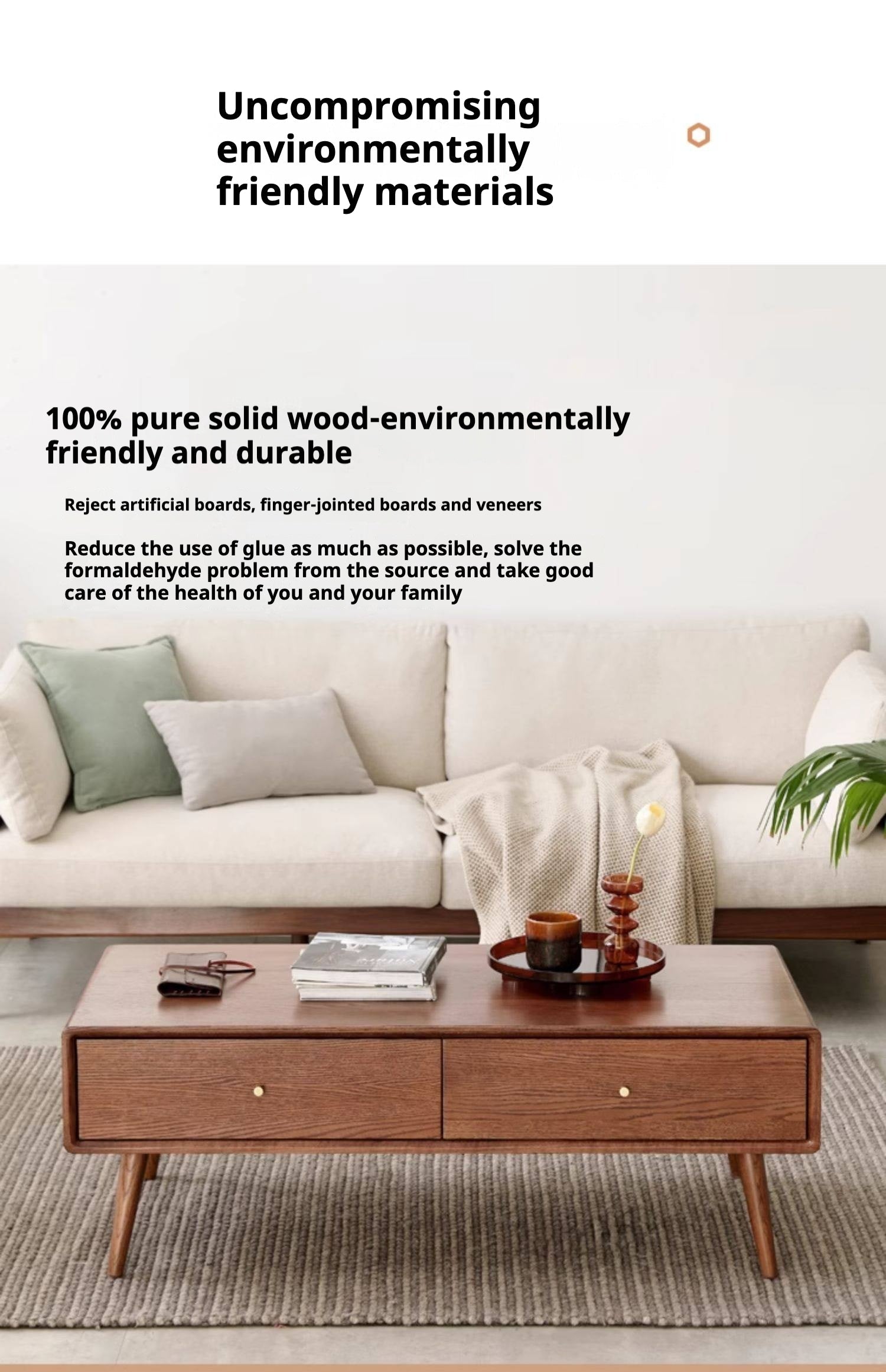 Oak Solid Wood Nordic Modern Style Coffee Table