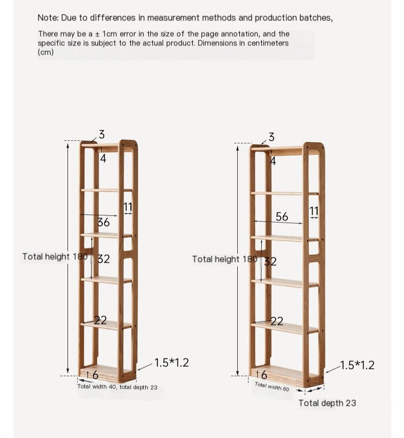 Oak Solid Wood Modern Ultra-Thin Bookshelf