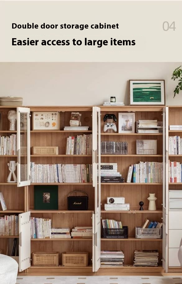 Oak Solid Wood Bookcase Storage Style Floor High