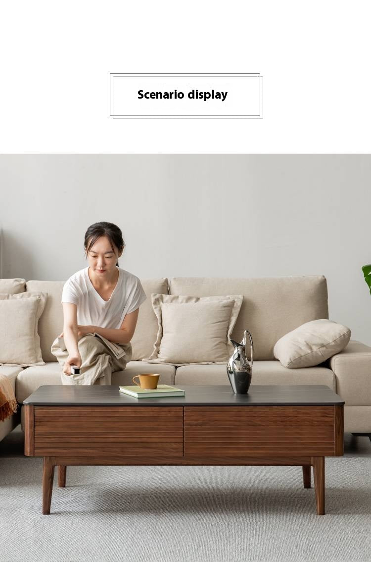 Sandalwood, Black Walnut Solid Wood Rock Plate Tea Table