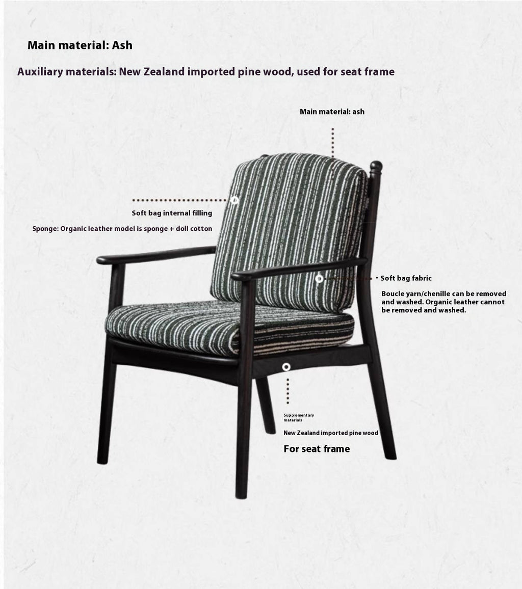 Ash Solid Wood French Retro Armchair