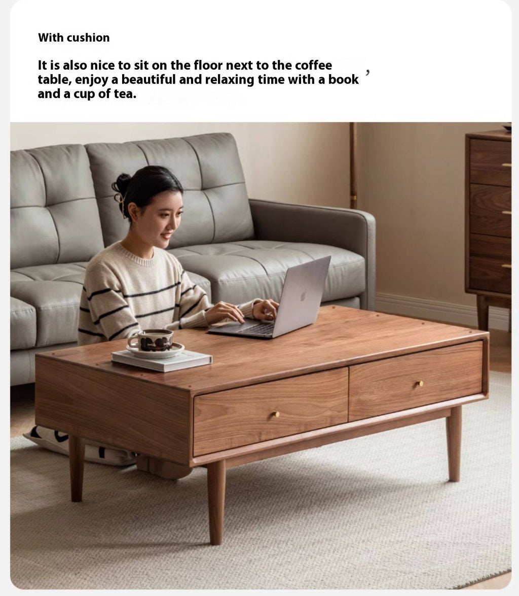 Golden Sandalwood, Black Walnut Solid Wood Rock Plate Tea Table