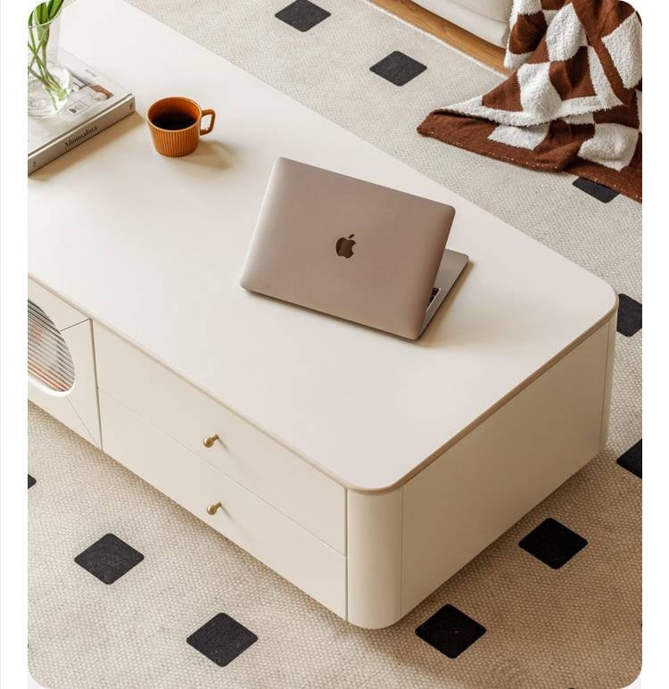 Solid Rubberwood Rock Board Coffee Table