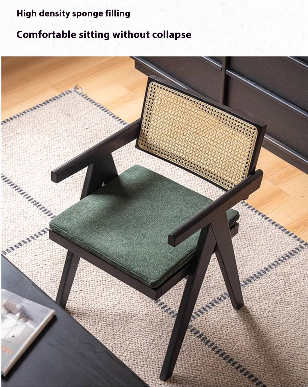 Oak Solid Wood Light Luxury Rattan Chair