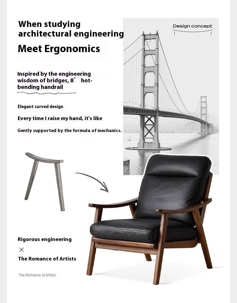 Ash, Black Walnut Solid Wood Armchair