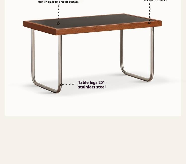 Solid Rubberwood Bauhaus Rock Slab Bay Window Table