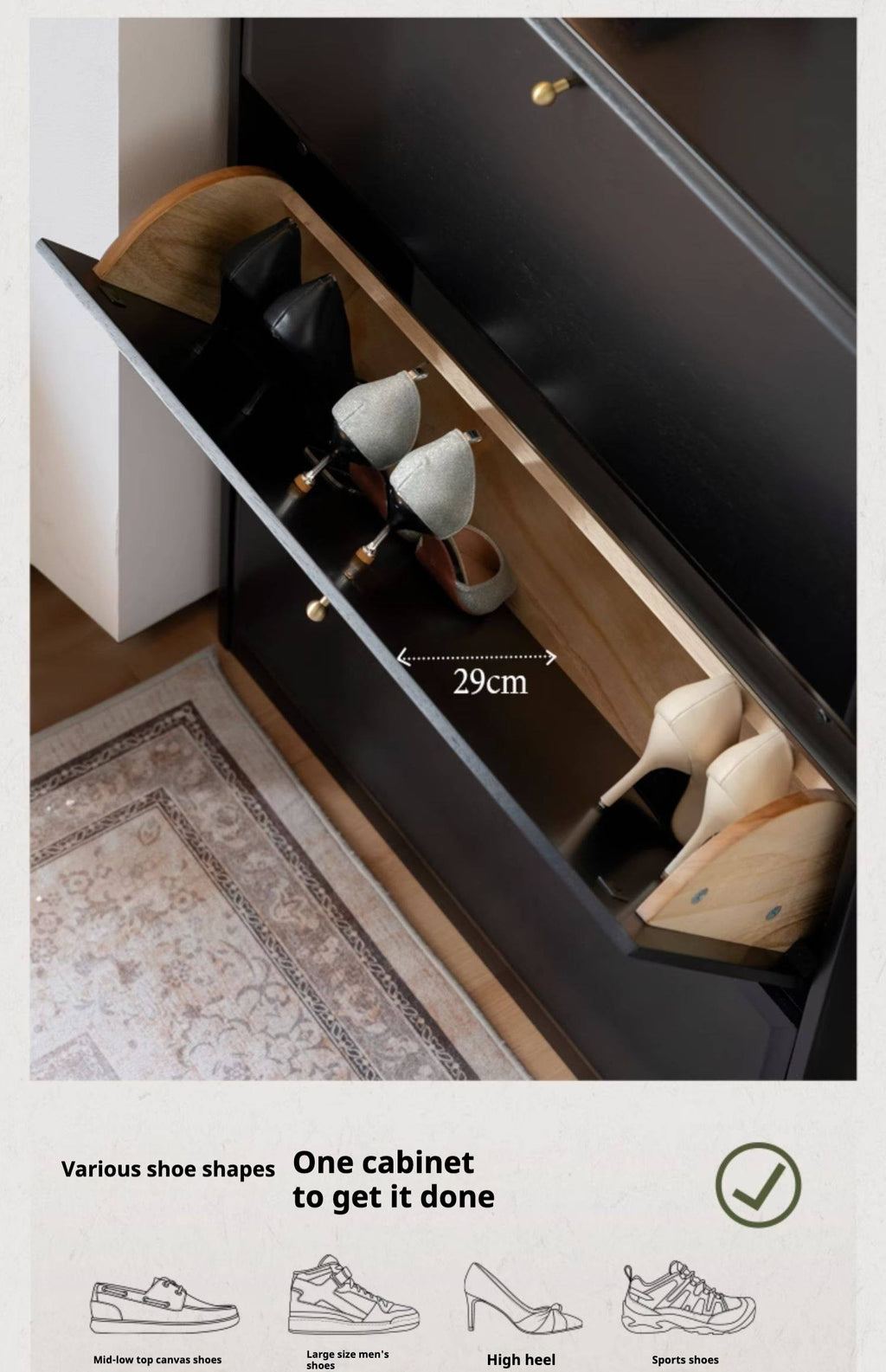 Oak Solid Wood American Retro Style Shoe Cabinet