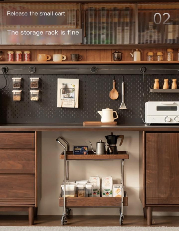 Black Walnut, Oak Solid Wood Light Luxury Style Rock Plate Storage Cabinet