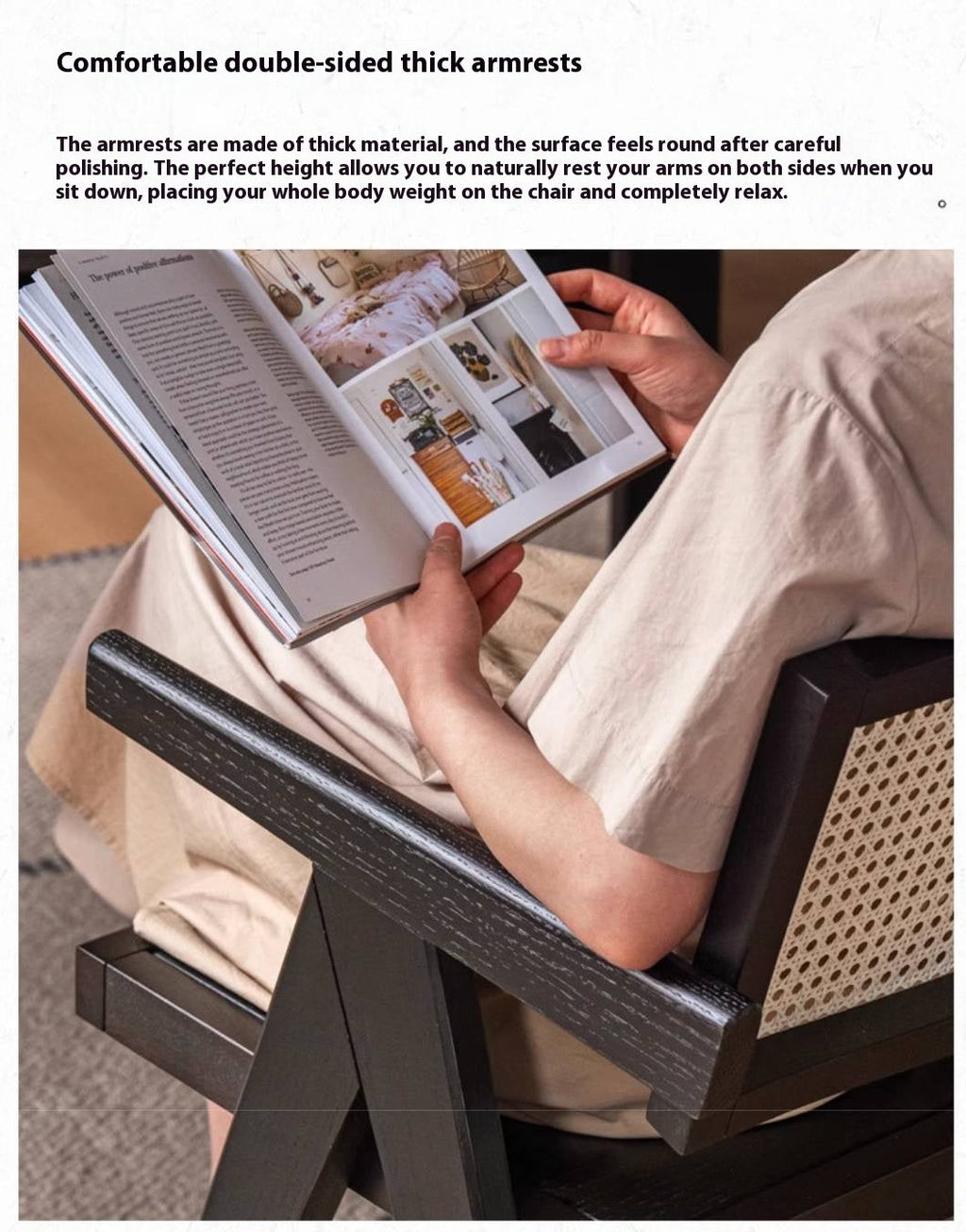 Oak Solid Wood Light Luxury Rattan Chair