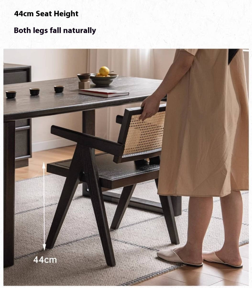 Oak Solid Wood Light Luxury Rattan Chair