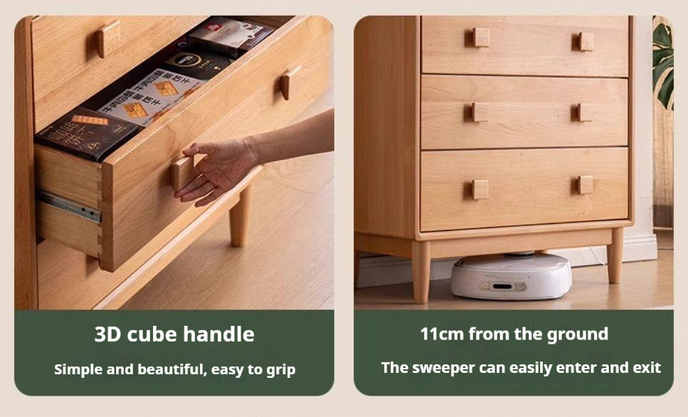 Beech Solid Wood Modern Simple with Light Storage Cabinet