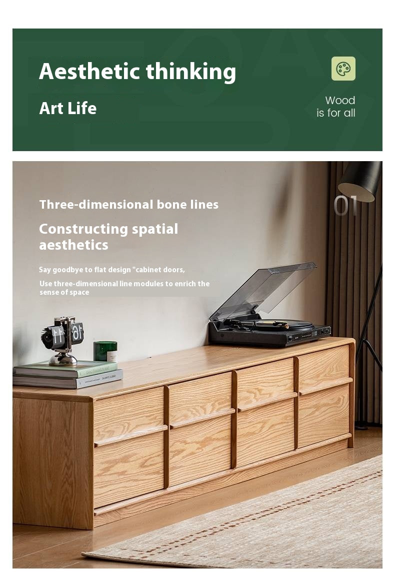 Oak, Ash Solid Wood Modern Skeleton Line TV Cabinet