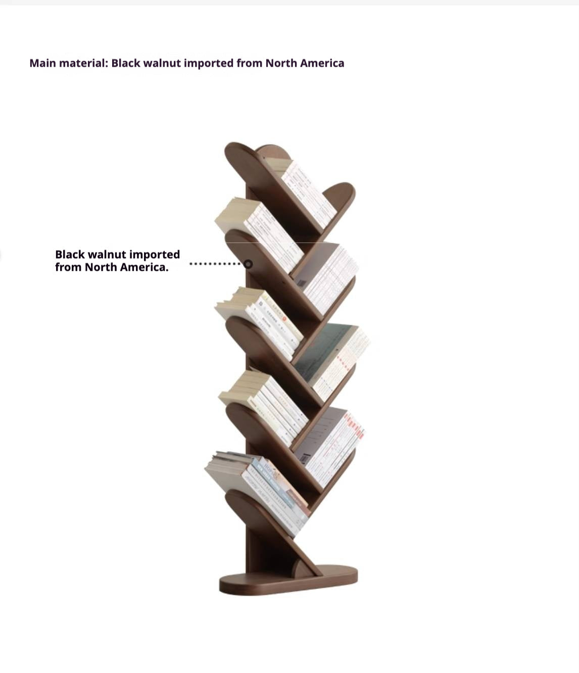 Black Walnut, South American Walnut Solid Wood Layer Rack Bookshelf