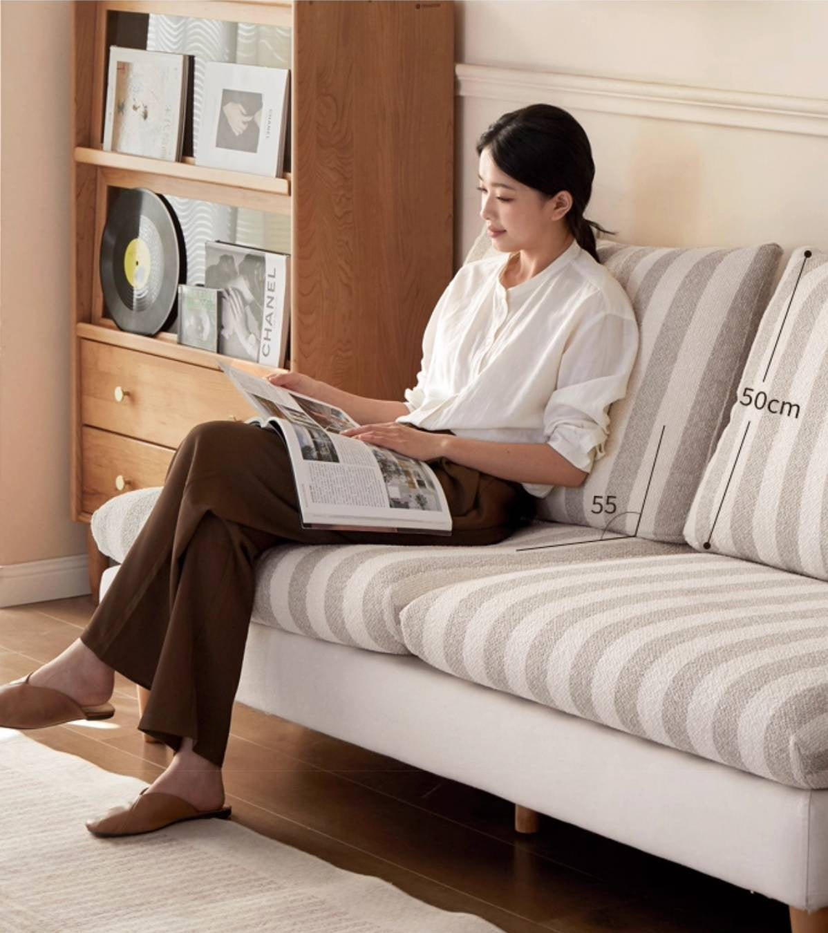 Beech, Fabric Cotton And Linen Sofa