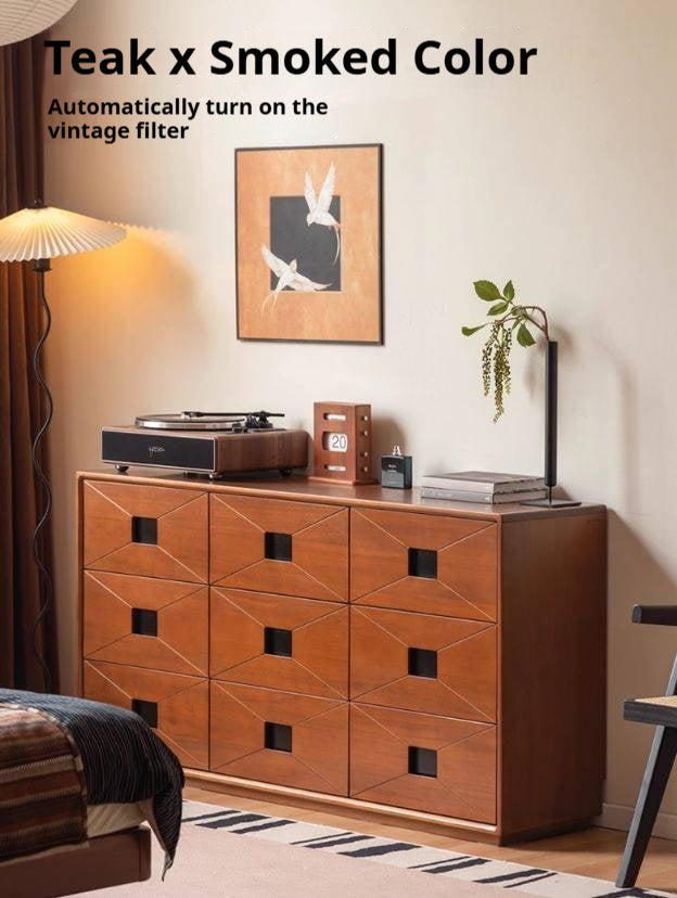 Poplar Solid Wood Medieval Style Drawer Cabinet