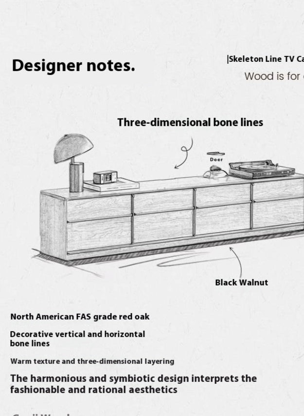 Oak, Ash Solid Wood Modern Skeleton Line TV Cabinet