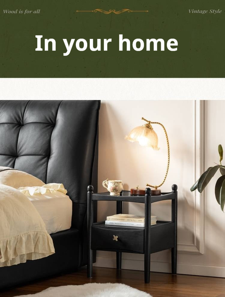 Cherry, Oak Solid Wood French Retro Nightstand