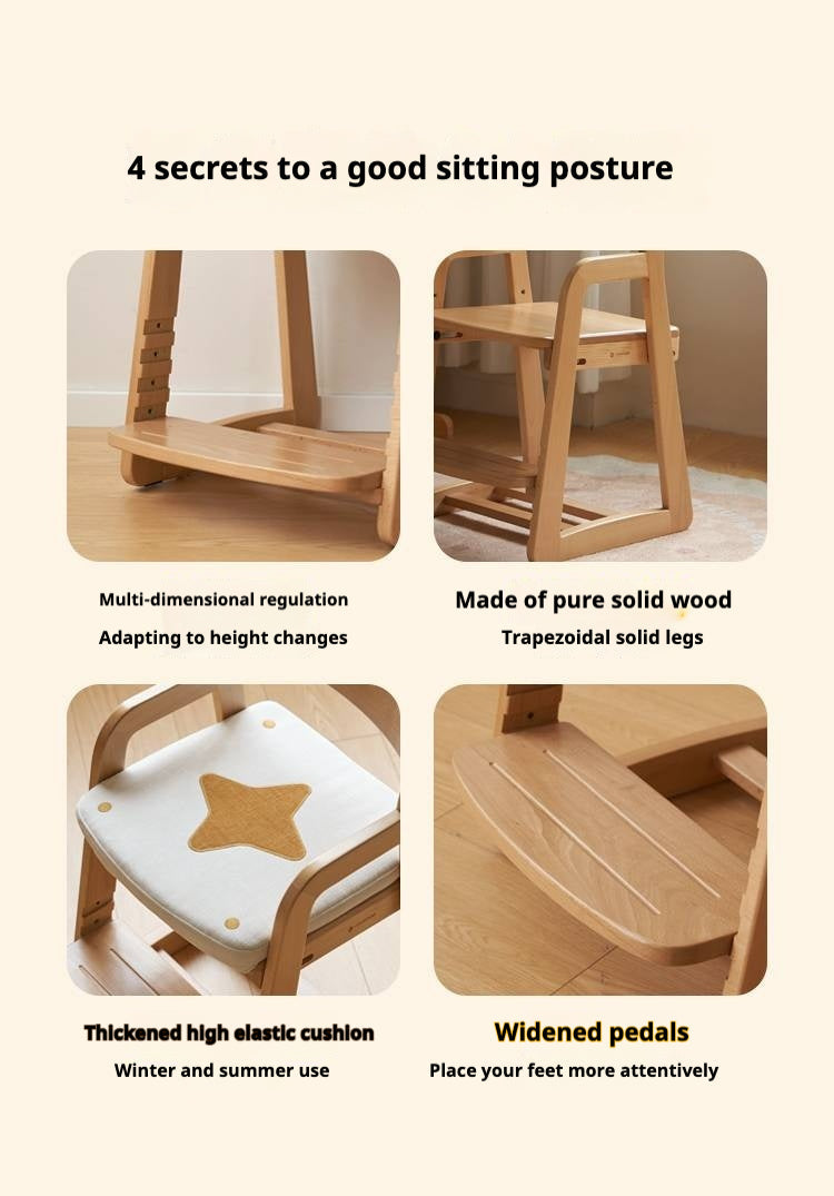 Beech Solid Wood Washable Kids Soft Chair