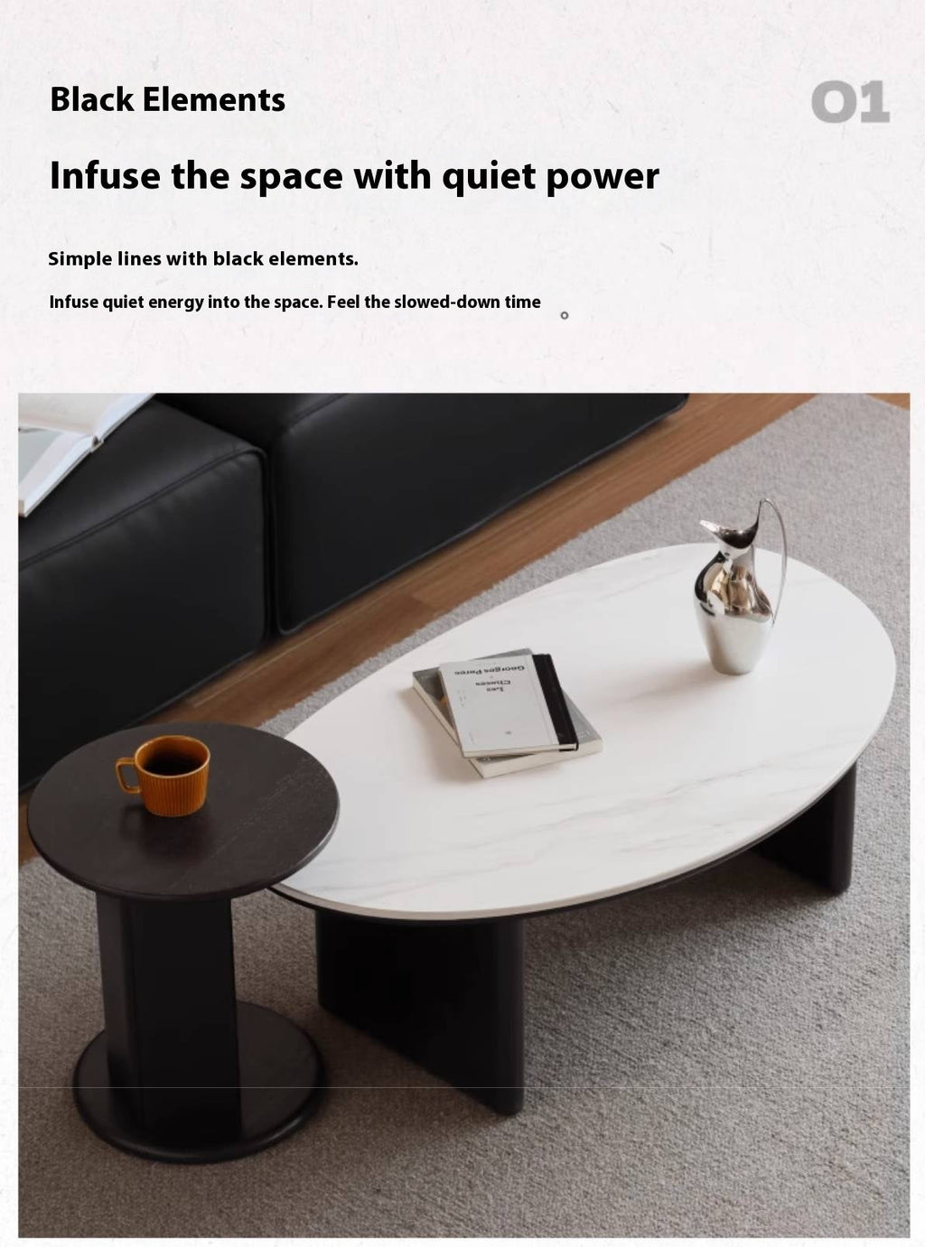 Oak Solid Wood Rock Slab Coffee Table Combination