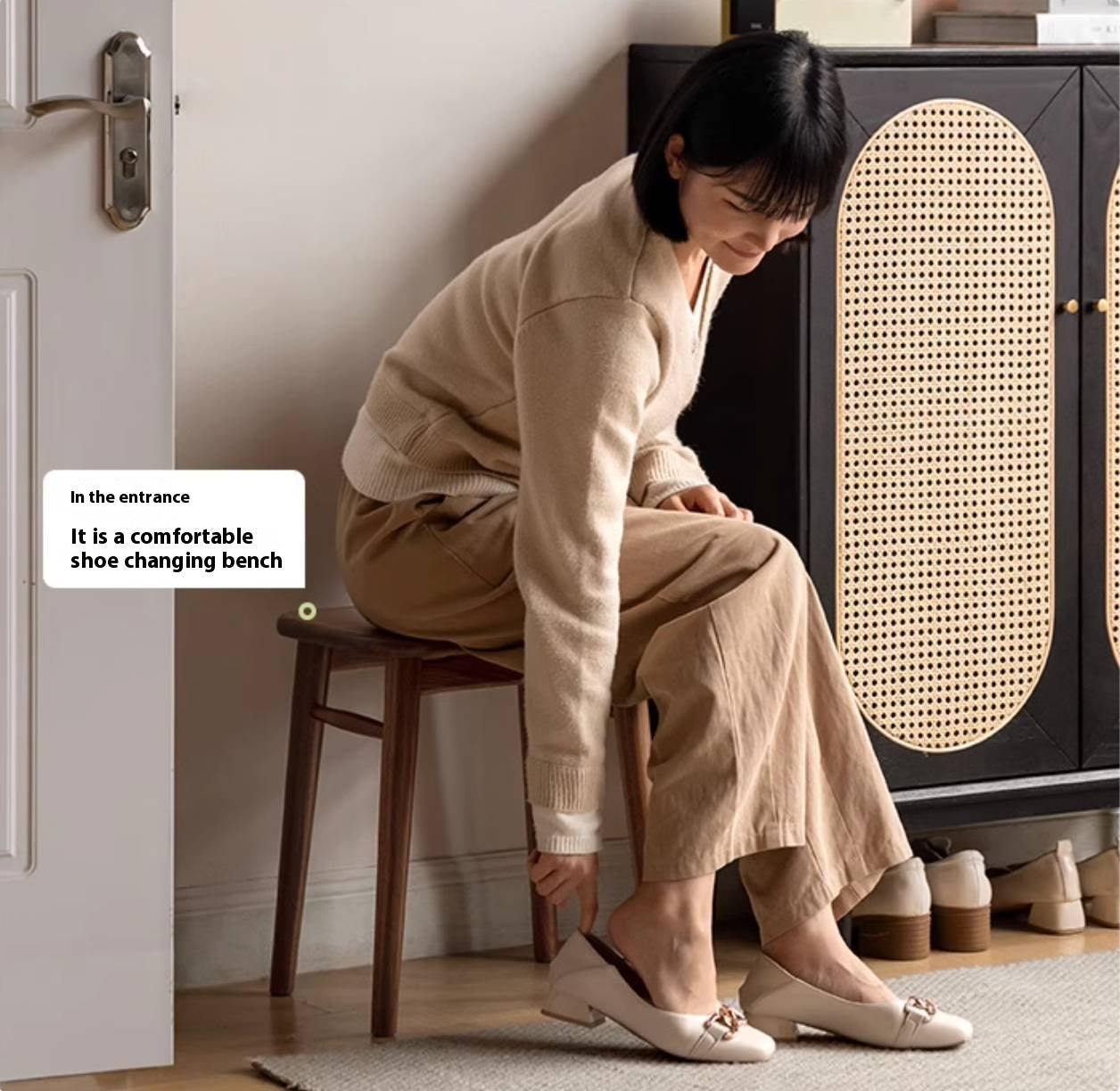 Black Walnut, Oak, Cherry, Rubberwood, Sandalwood Solid Wood Dressing Stool