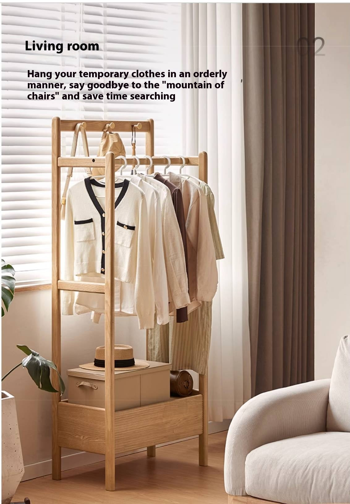 Ash Solid Wood Modern Style Hanger With Storage