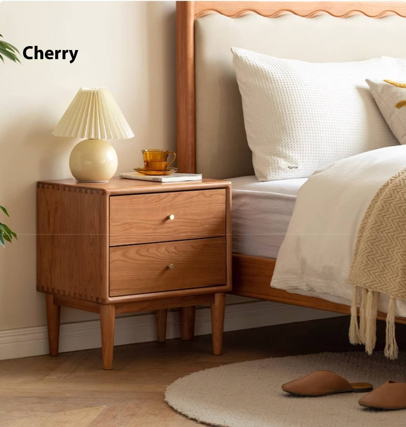 Ash, Cherry Solid Wood Modern Style Nightstand