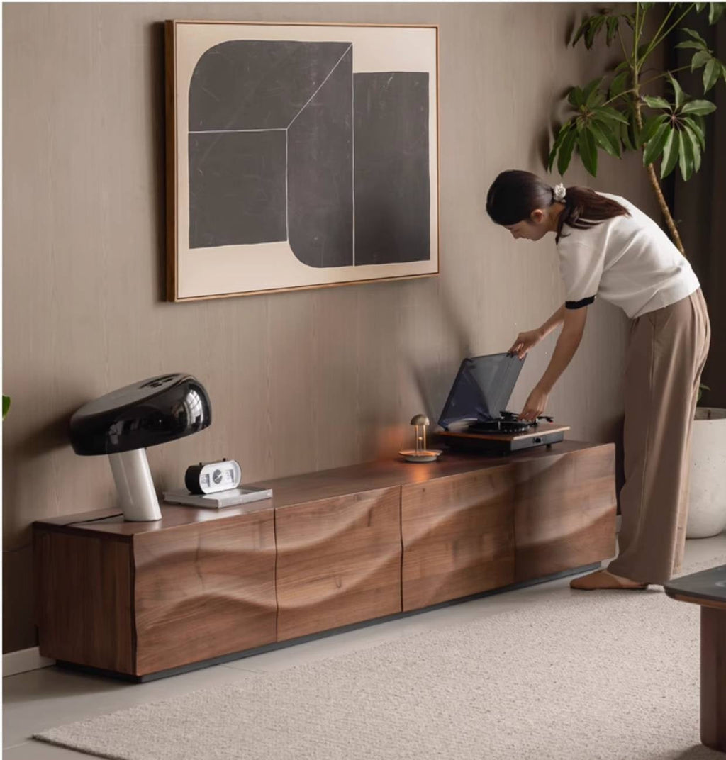 Black Walnut, Sandal Solid Wood Italian Light Luxury Style TV Stand