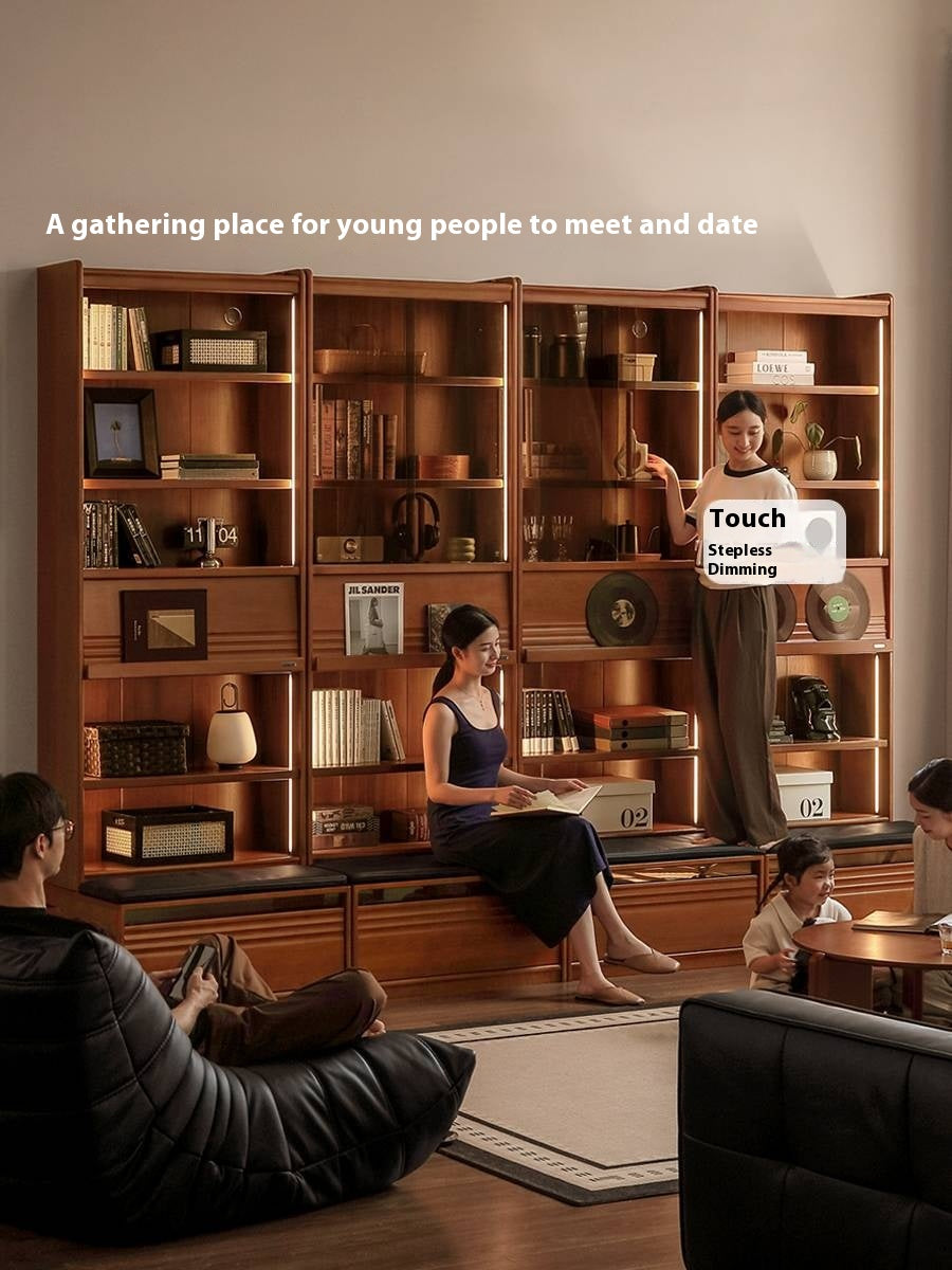 Poplar Solid Wood Antique Style Bookshelf Combination