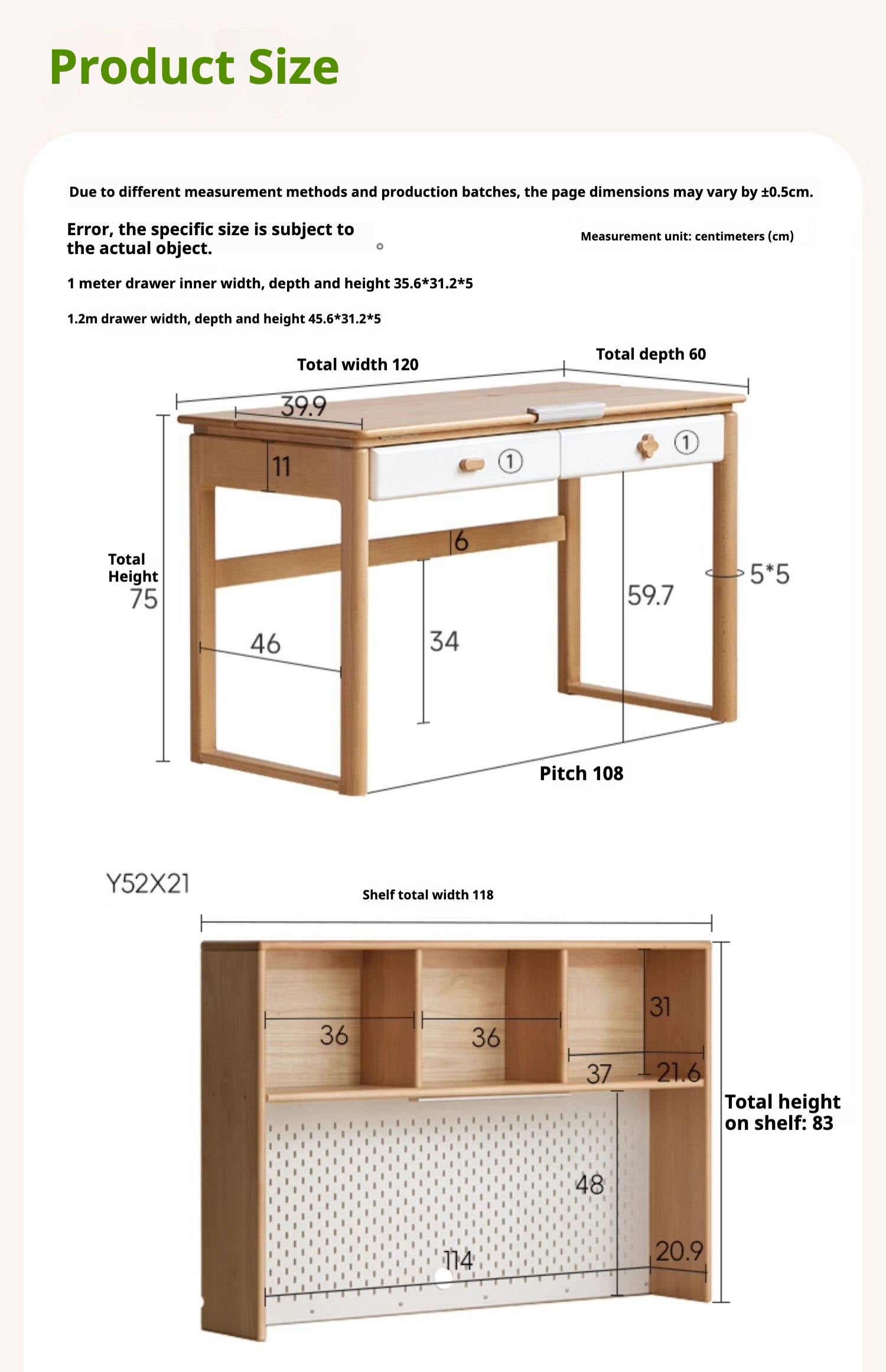Beech Solid Wood Kids Learning Desk with Eye Protection Lamp