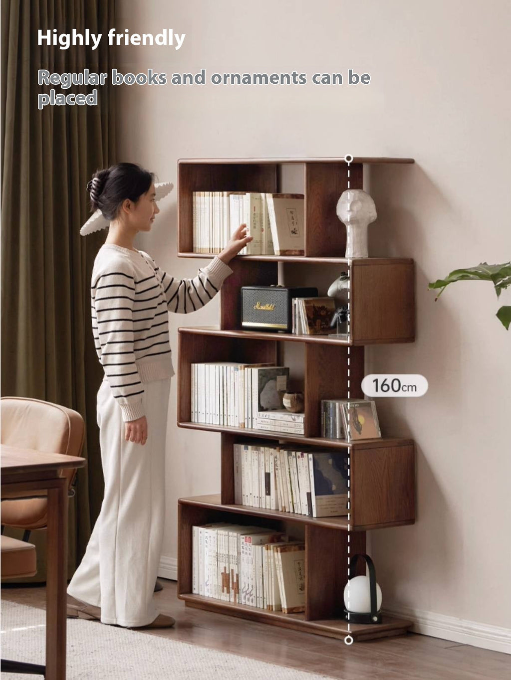 Oak Solid Wood Modern Minimalist Style Bookshelf