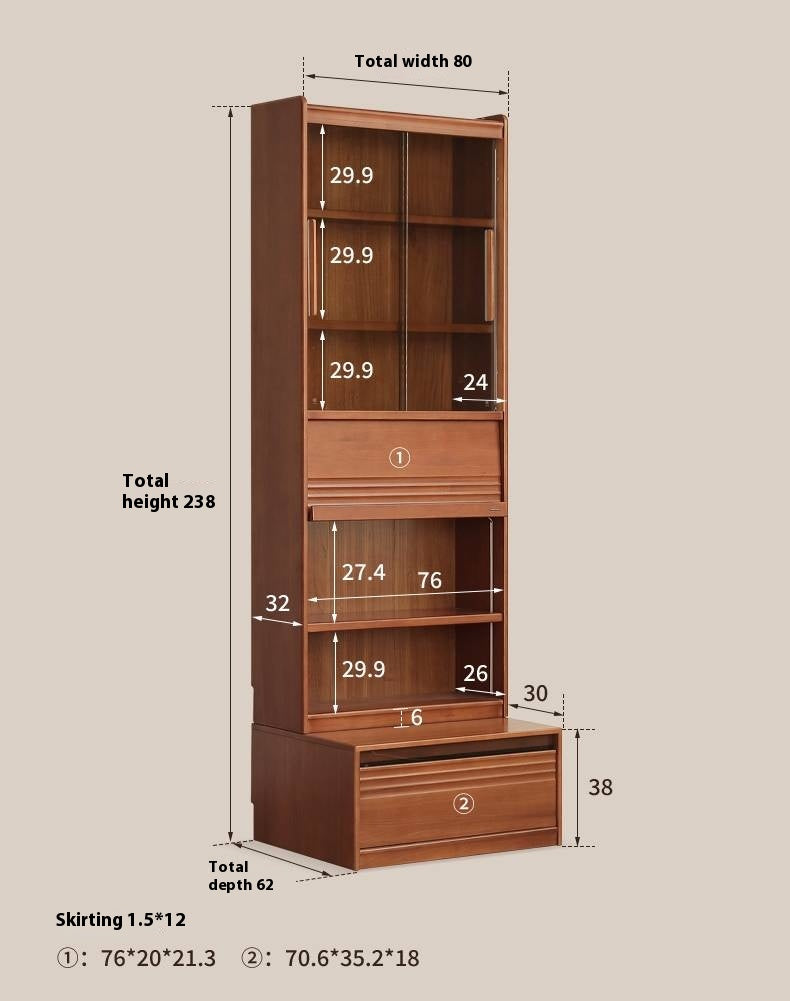 Poplar Solid Wood Antique Style Bookshelf Combination