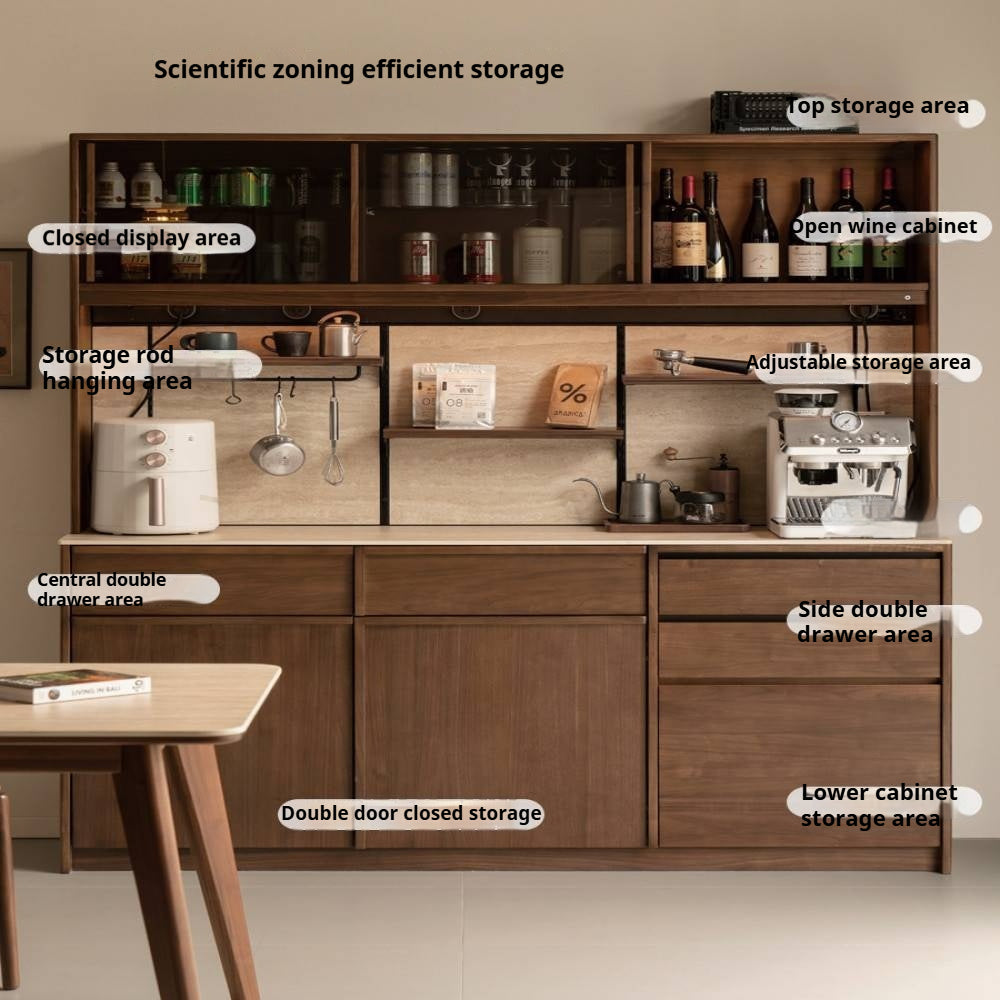 Black Walnut Solid Wood Dining Cabinet Antique Style Rock Board