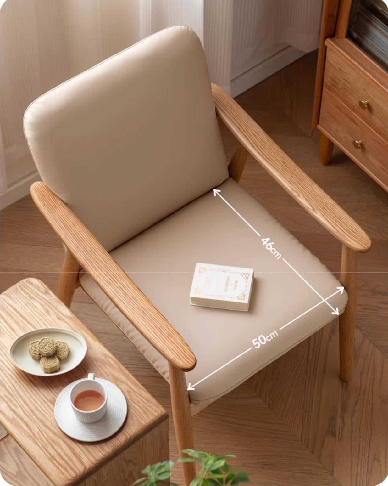Oak Solid Wood Modern Minimalist Style Leisure Armchair