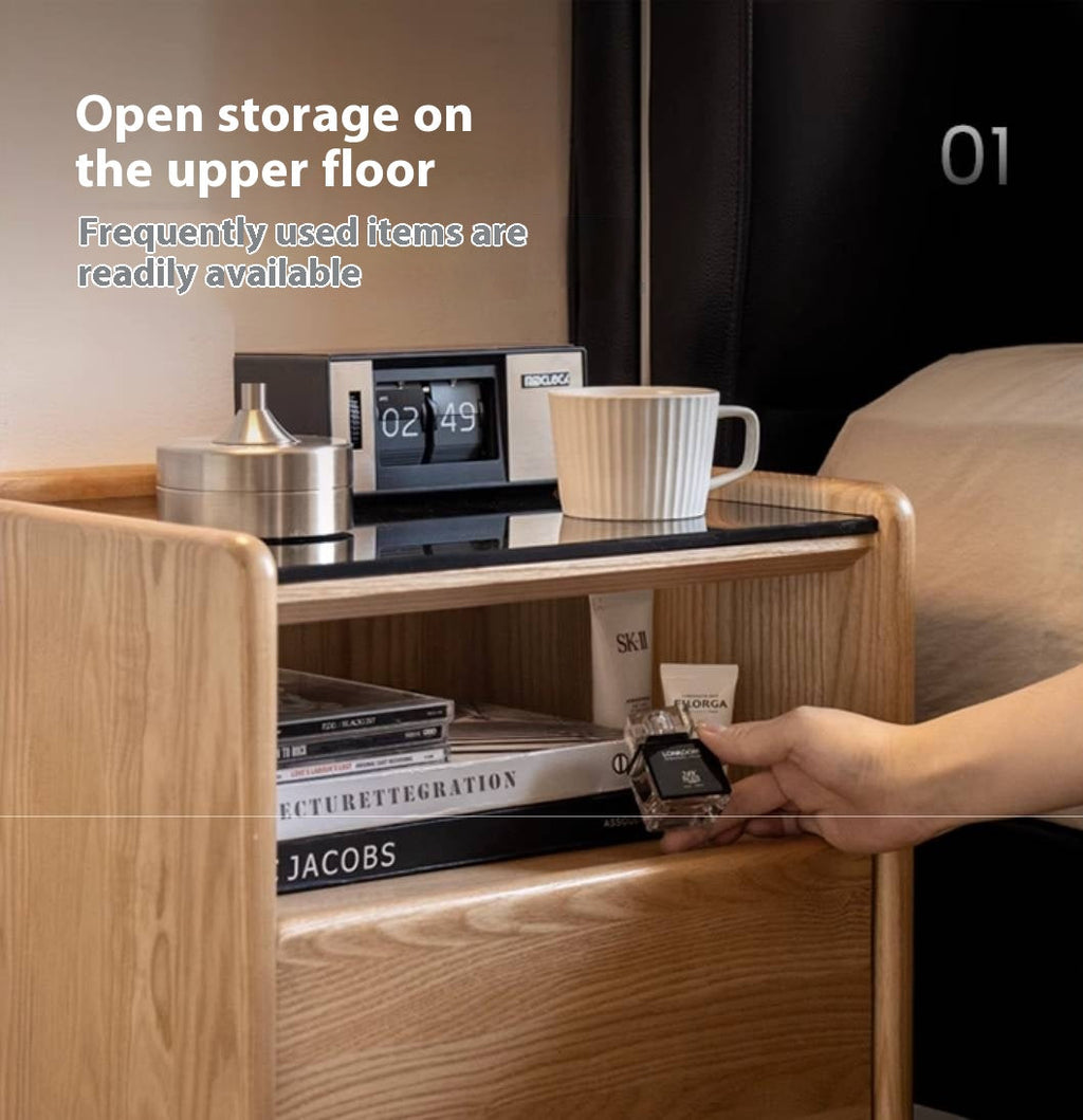 Ash, Cherry, Black walnut, Poplar, Solid Rubberwood Modern Nightstand.