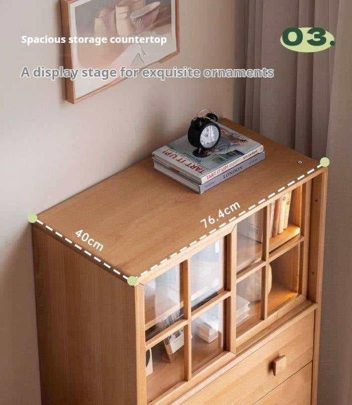 Beech Solid Wood Modern Simple with Light Storage Cabinet