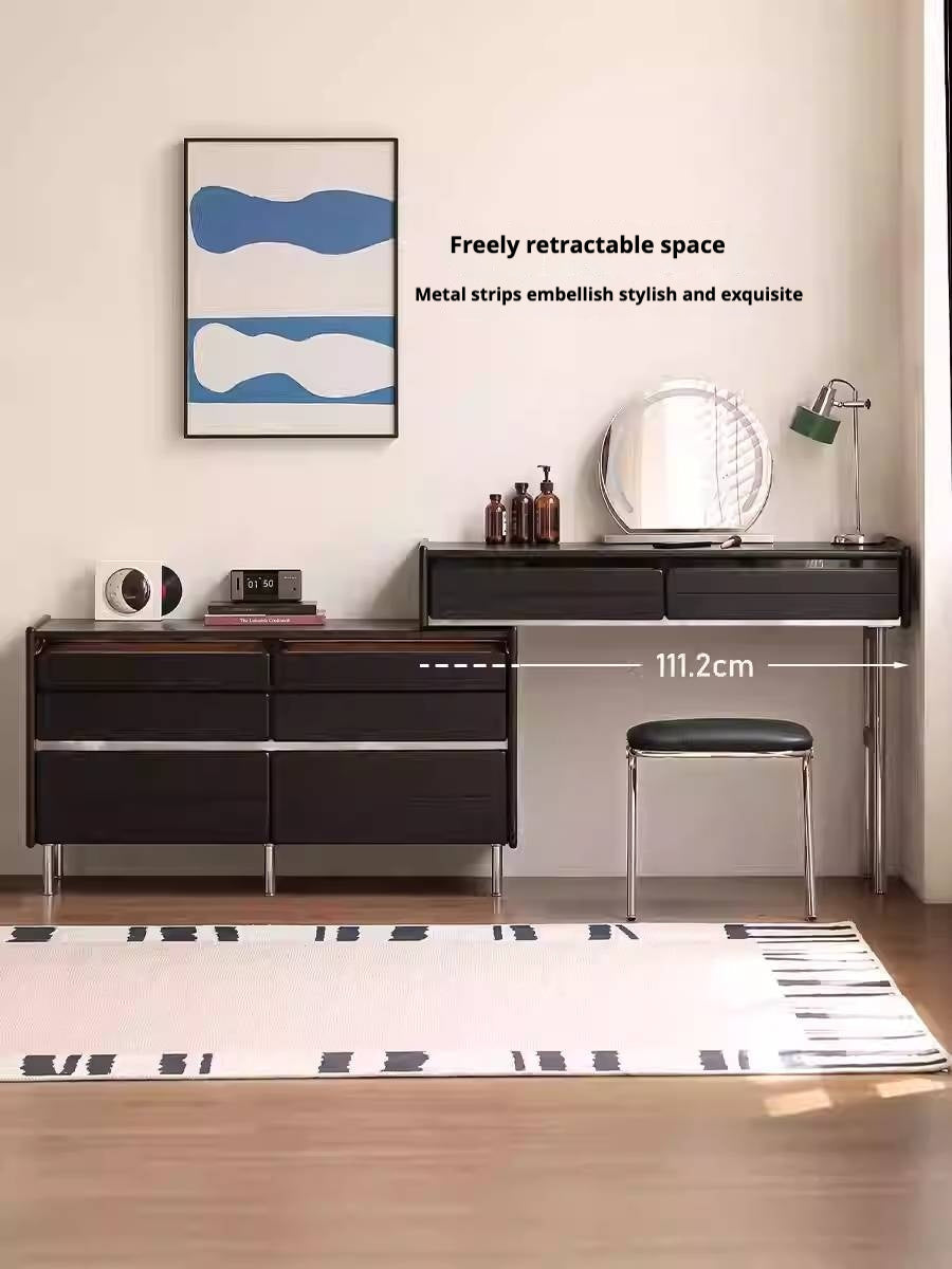 Ash Solid Wood Bauhaus Retractable Makeup Table