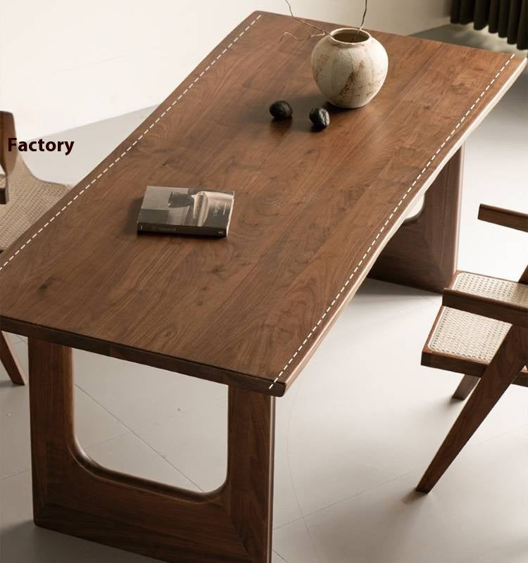 Black Walnut Solid Wood Wabi Sabi Style Large Board Dining Table