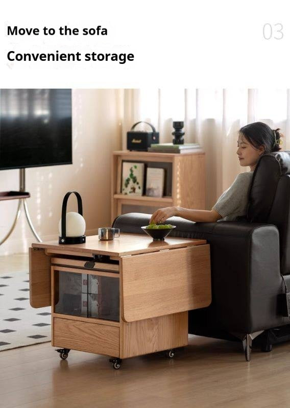 Oak Solid Wood Modern Elevating Folding Tea Table