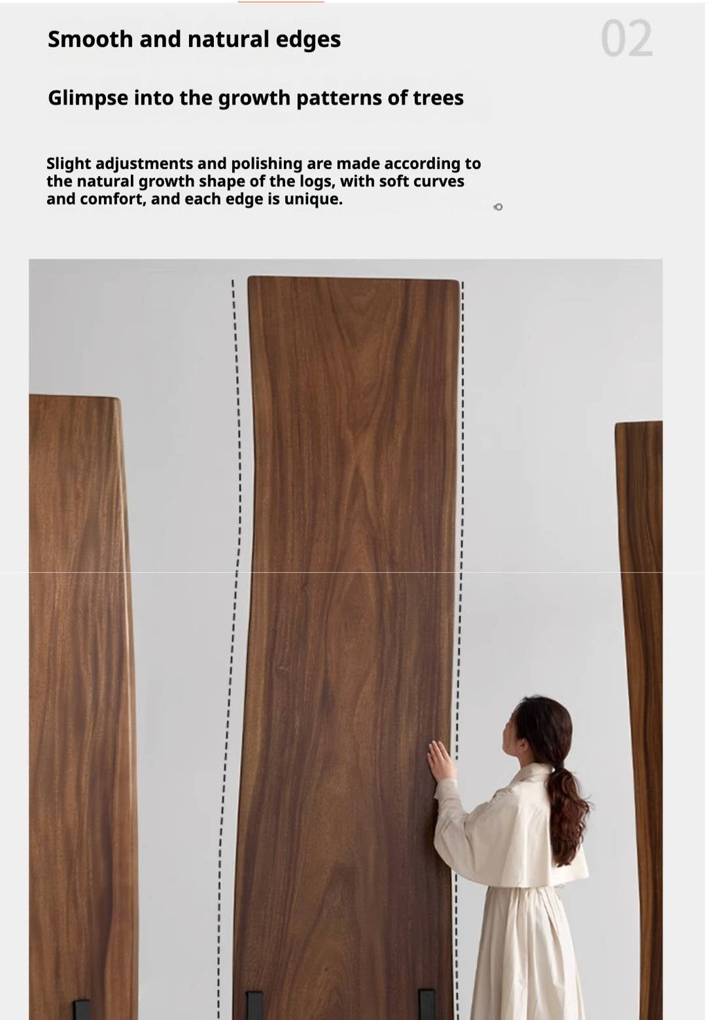 Black Walnut Solid Wood Wabi Sabi Style Dining Table Board