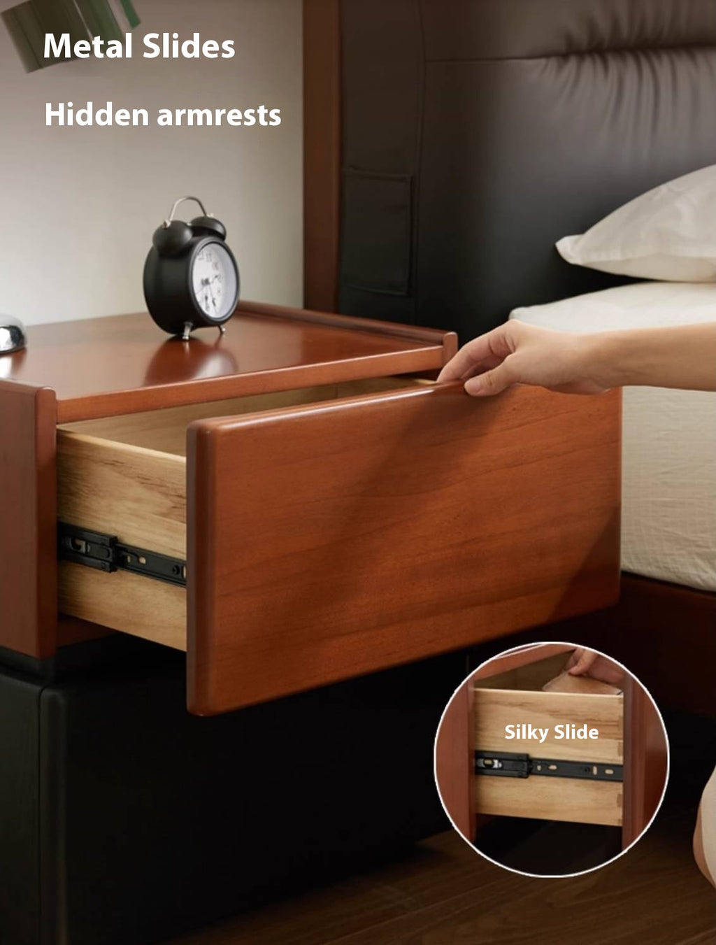 Oak, Ash Solid Wood Retro Style Nightstand