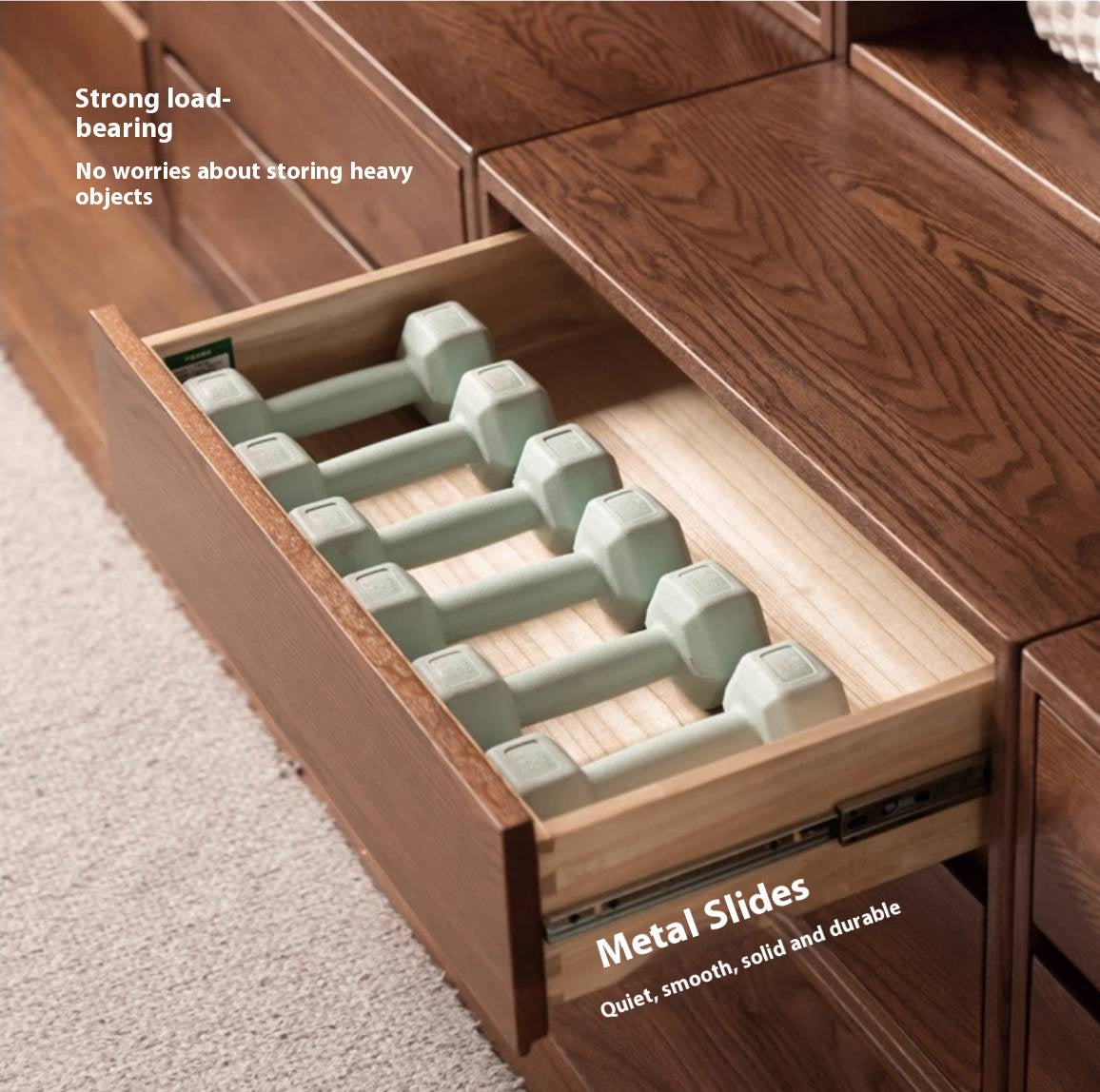 Oak Solid Wood Modern Minimalist Style Bookcase And Storage