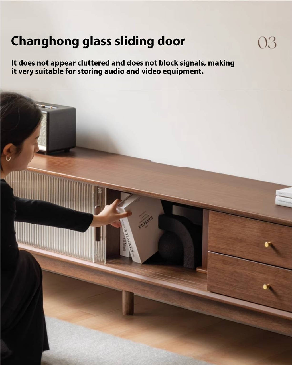 Teak Solid Wood Modern TV Stand