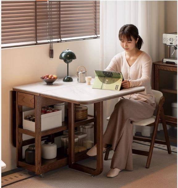 Oak Solid Wood Folding Rock Dining Table