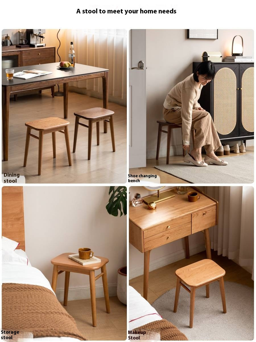 Black Walnut, Oak, Cherry, Rubberwood, Sandalwood Solid Wood Dressing Stool