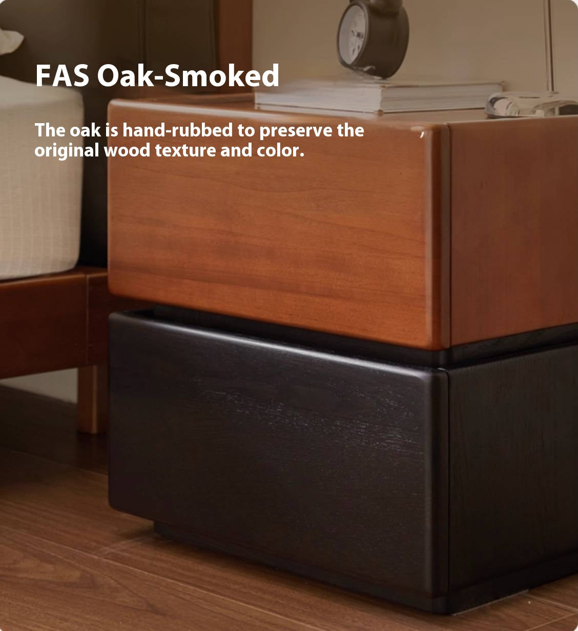 Oak, Ash Solid Wood Retro Style Nightstand