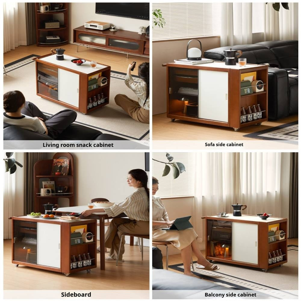 Poplar Solid Wood Middle-Aged Style Side Table